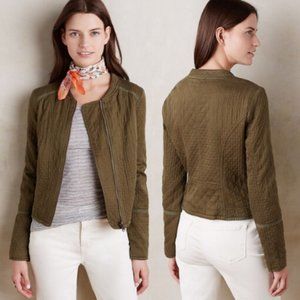 Anthropologie Quilted Riding Jacket in Moss